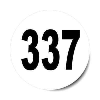 number 337 white black sticker