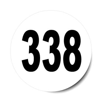 number 338 white black sticker