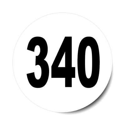 number 340 white black sticker