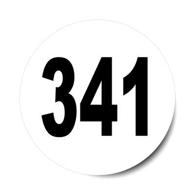 number 341 white black sticker