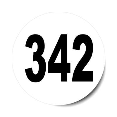 number 342 white black sticker