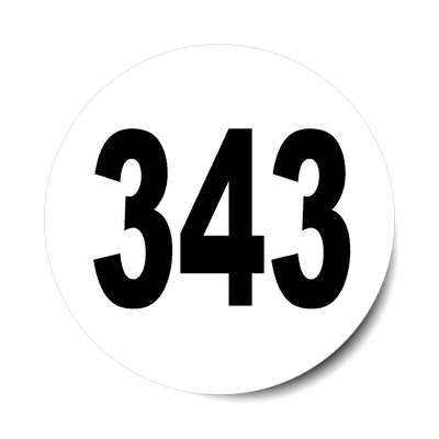 number 343 white black sticker