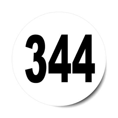 number 344 white black sticker