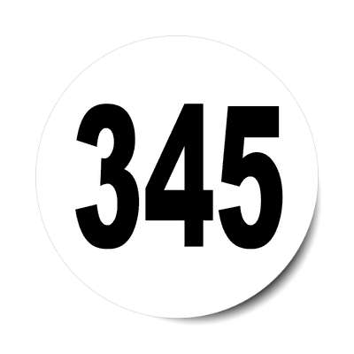 number 345 white black sticker