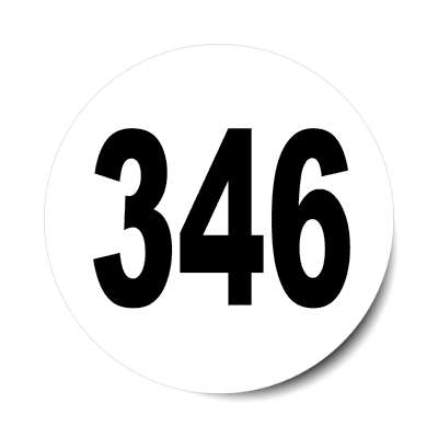 number 346 white black sticker