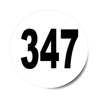 number 347 white black sticker