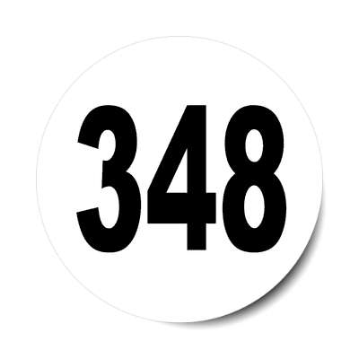 number 348 white black sticker