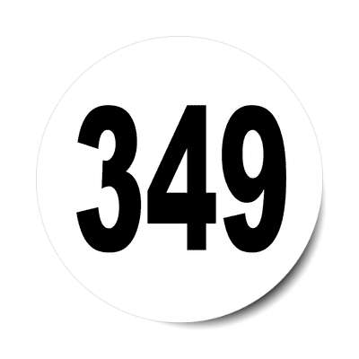 number 349 white black sticker