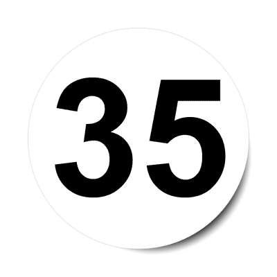 number 35 white black sticker