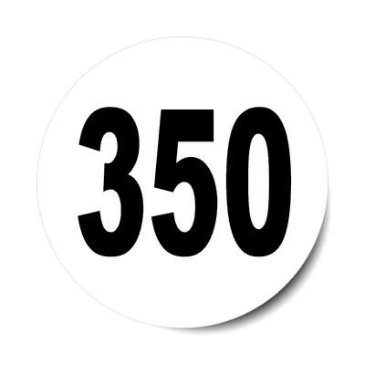 number 350 white black sticker