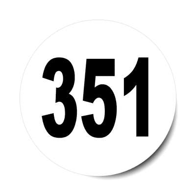 number 351 white black sticker