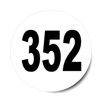 number 352 white black sticker