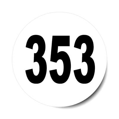 number 353 white black sticker