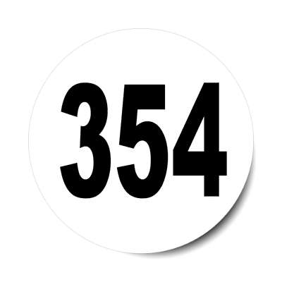 number 354 white black sticker