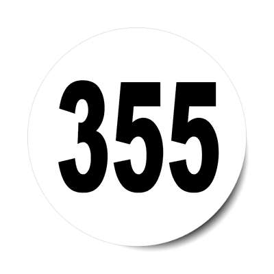 number 355 white black sticker