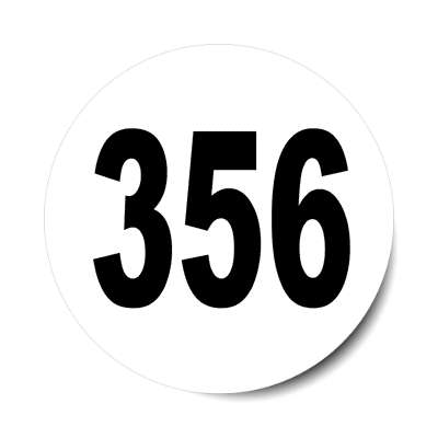 number 356 white black sticker