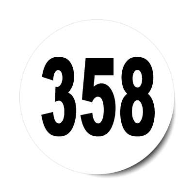 number 358 white black sticker