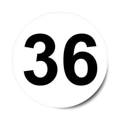 Number 36 White Black Stickers, Magnet