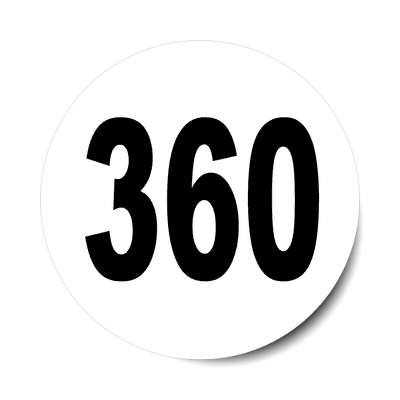 number 360 white black sticker