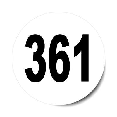 number 361 white black sticker