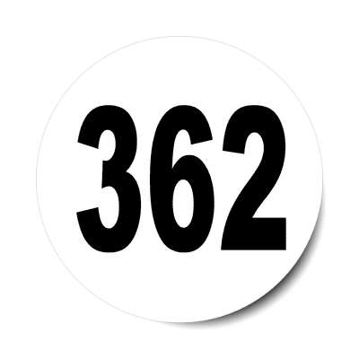 number 362 white black sticker