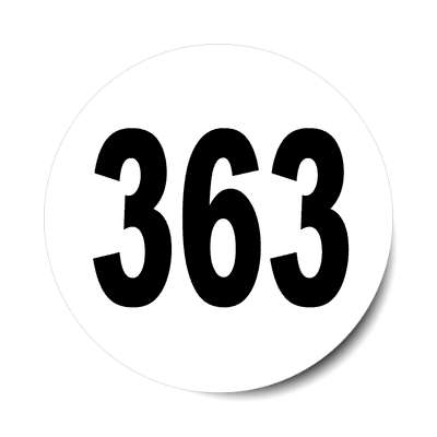 number 363 white black sticker