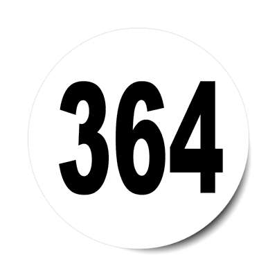 number 364 white black sticker