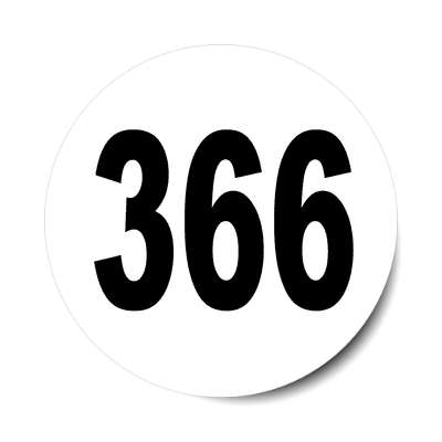 number 366 white black sticker