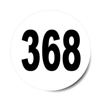 number 368 white black sticker