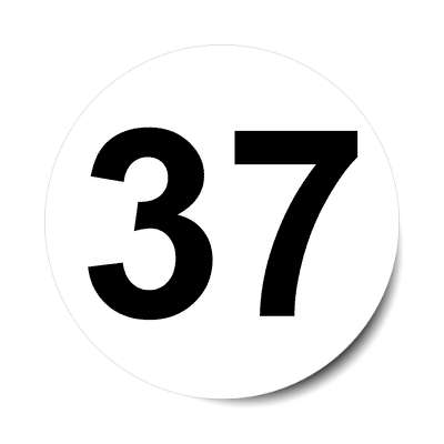 number 37 white black sticker