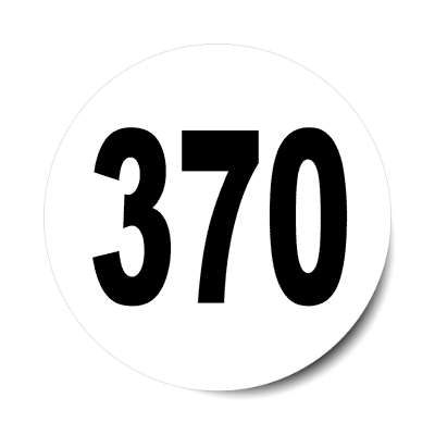 number 370 white black sticker