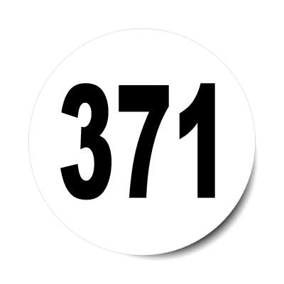 number 371 white black sticker