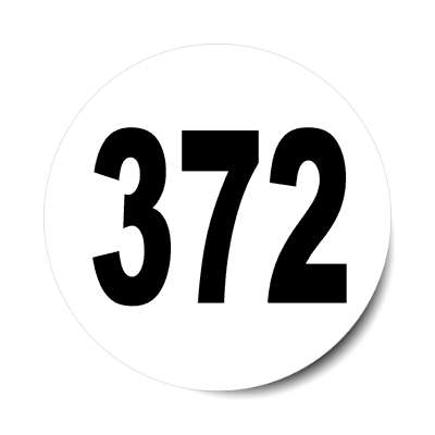 number 372 white black sticker