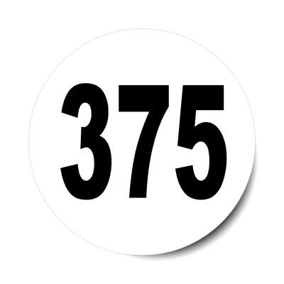 number 375 white black sticker