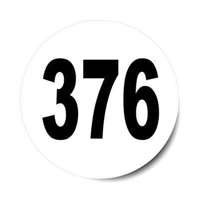 number 376 white black sticker