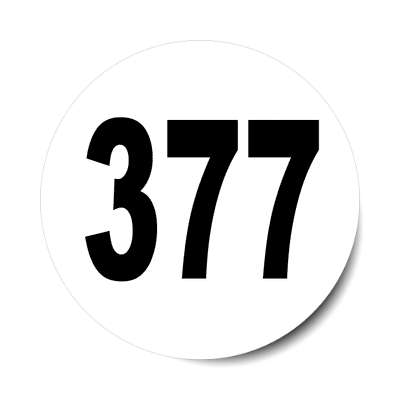 number 377 white black sticker