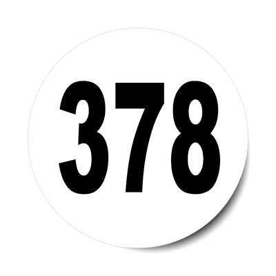 number 378 white black sticker