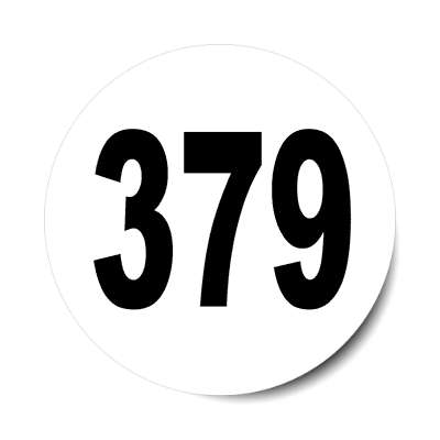 number 379 white black sticker