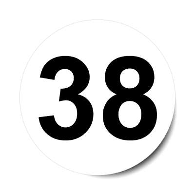 number 38 white black sticker