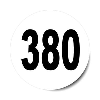 number 380 white black sticker