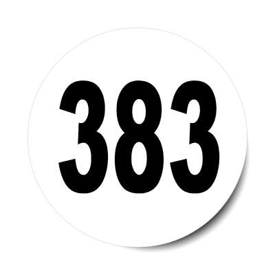 number 383 white black sticker