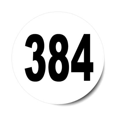 number 384 white black sticker