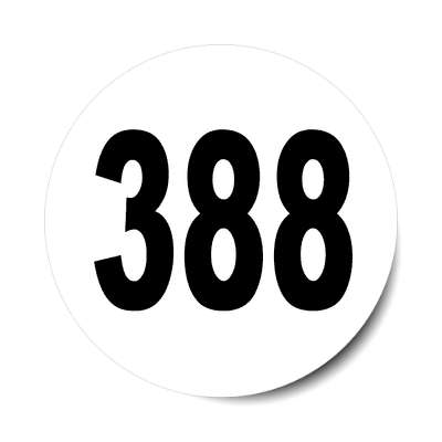 number 388 white black sticker