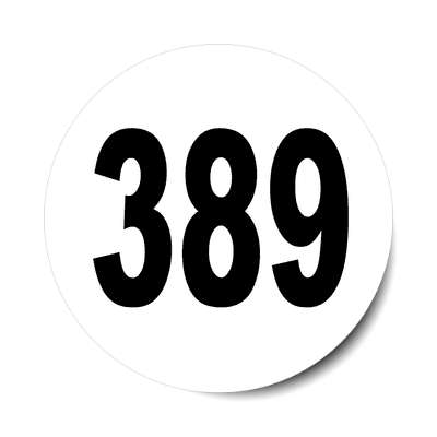 number 389 white black sticker