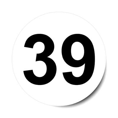 number 39 white black sticker