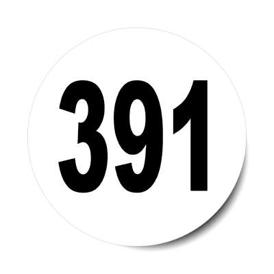 number 391 white black sticker