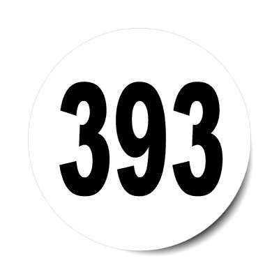 number 393 white black sticker
