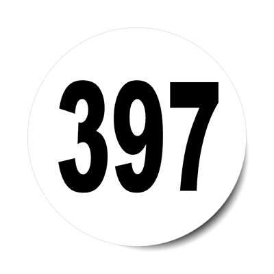 number 397 white black sticker