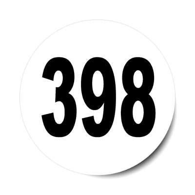 number 398 white black sticker