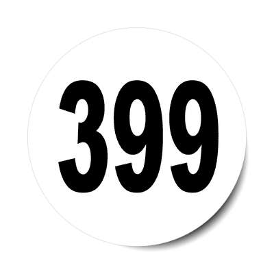 number 399 white black sticker